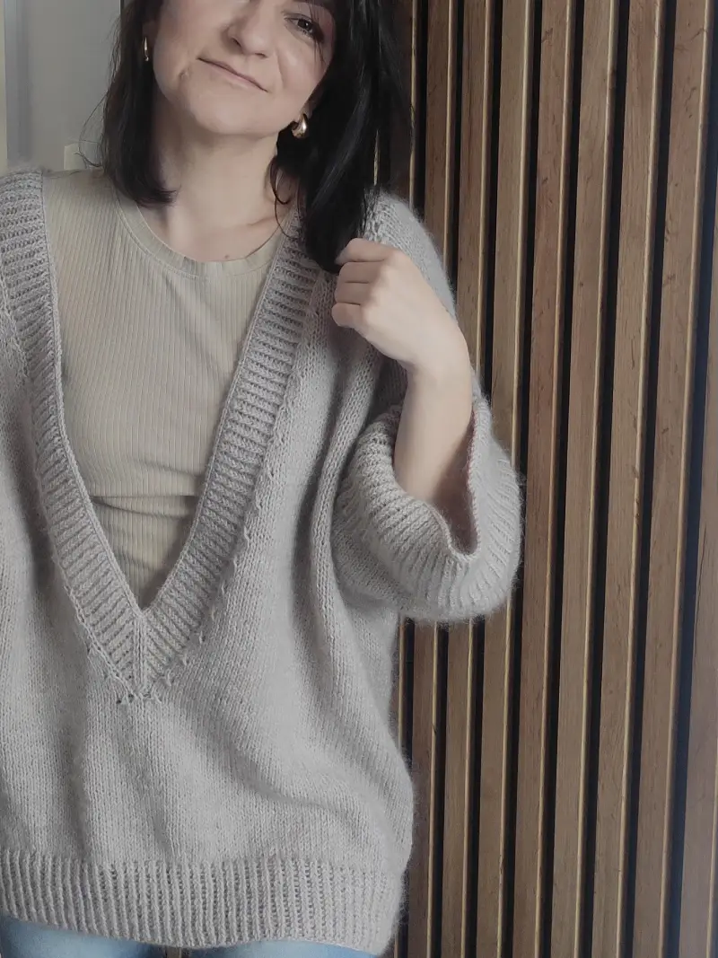 wzór aurora 03 wzór aurora sweter głęboki dekolt